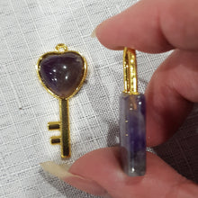 Load image into Gallery viewer, Key &amp; Lock Amethyst crystal carving gemstone 35mm
