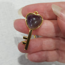 Load image into Gallery viewer, Key &amp; Lock Amethyst crystal carving gemstone 35mm
