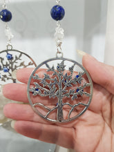 Load image into Gallery viewer, PROTECTION &amp; LOVE - Evil Eye Crystal Lapis Lazuli Tree of Life Silver Energy Enhancer / Hanger / Sun Catcher Hanger 170mm EE64
