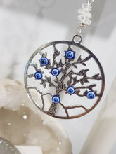 Load image into Gallery viewer, PROTECTION &amp; LOVE - Evil Eye Crystal Lapis Lazuli Tree of Life Silver Energy Enhancer / Hanger / Sun Catcher Hanger 170mm EE64
