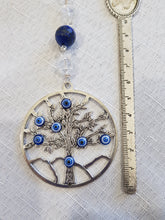 Load image into Gallery viewer, PROTECTION &amp; LOVE - Evil Eye Crystal Lapis Lazuli Tree of Life Silver Energy Enhancer / Hanger / Sun Catcher Hanger 170mm EE64
