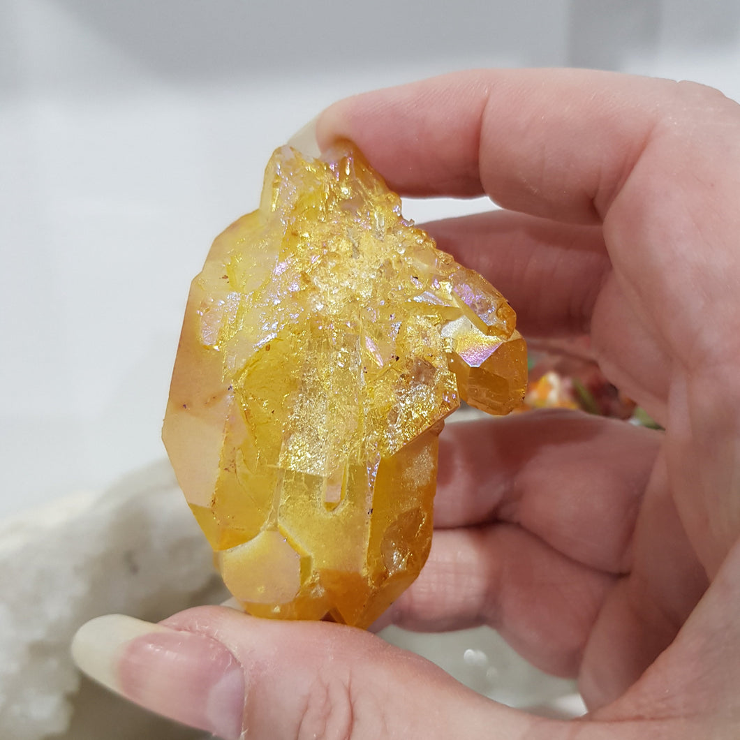 Aura Quartz Cluster Crystal Gemstone Yellow 65mm 6