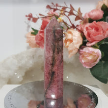 Load image into Gallery viewer, Rhodonite Crystal Point Gemstone Tower Stone 80mm 6
