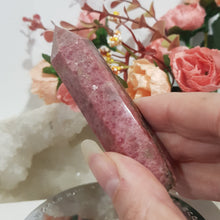 Load image into Gallery viewer, Rhodonite Crystal Point Gemstone Tower Stone 80mm 6
