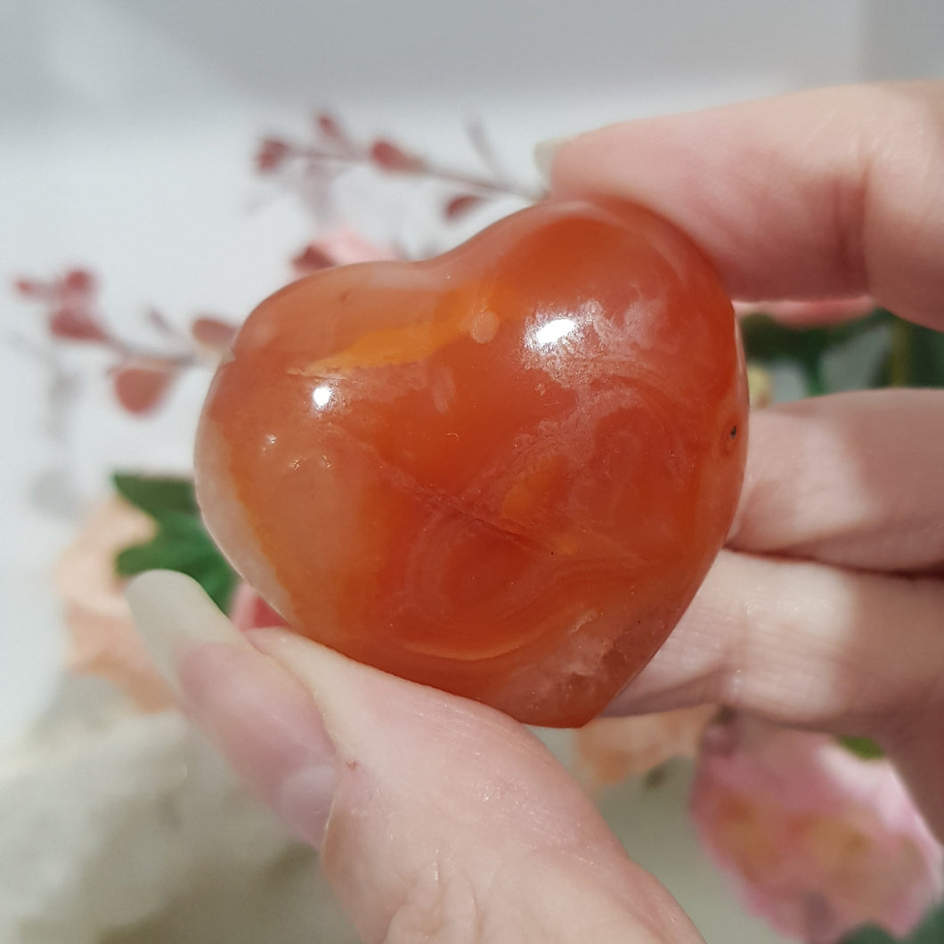 Carnelian Crystal Heart Carving stone 40mm 8