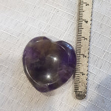 Load image into Gallery viewer, Gorgeous Amethyst Heart Worry Stone Crystal Carving Stone. Spiritual growth and intuition. Place in your pocket or bag to relieve stress and anxiety. 

