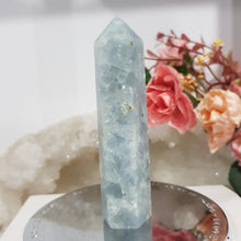 Load image into Gallery viewer, Celestite Crystal Point Tower Gemstone 90mm 3
