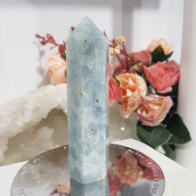 Load image into Gallery viewer, Celestite Crystal Point Tower Gemstone 90mm 3
