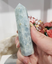 Load image into Gallery viewer, Celestite Crystal Point Tower Gemstone 90mm 3
