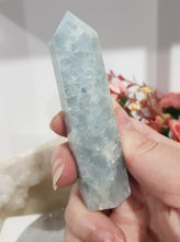 Load image into Gallery viewer, Celestite Crystal Point Tower Gemstone 90mm 3
