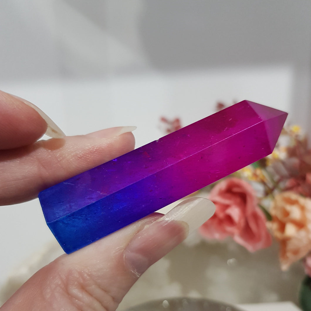 Titanium Aura Quartz Crystal Point Tower Stone 65mm 3