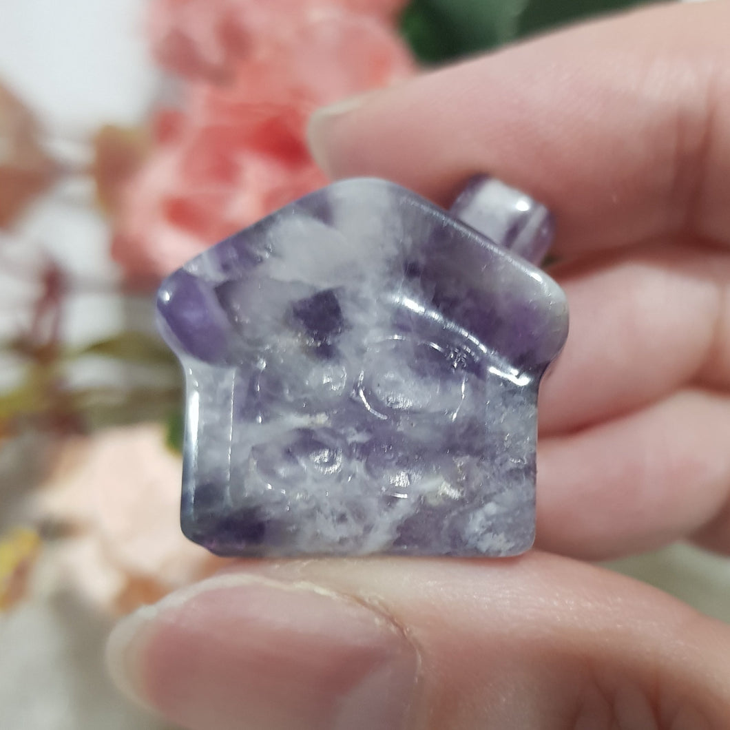 FAIRY HOUSE Amethyst crystal Carving Stone 25mm 3