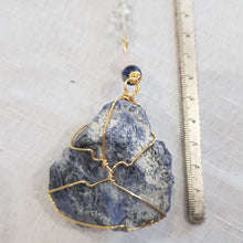 Load image into Gallery viewer, LOVE &amp; EMOTIONAL BALANCE Sodalite Crystal Rough Gold Energy Enhancer Sun Catcher Suncatcher Crystal Hanger Ornament 1
