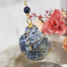 Load image into Gallery viewer, LOVE &amp; EMOTIONAL BALANCE Sodalite Crystal Rough Gold Energy Enhancer Sun Catcher Suncatcher Crystal Hanger Ornament 1
