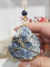 Load image into Gallery viewer, LOVE &amp; EMOTIONAL BALANCE Sodalite Crystal Rough Gold Energy Enhancer Sun Catcher Suncatcher Crystal Hanger Ornament 1
