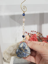 Load image into Gallery viewer, LOVE &amp; EMOTIONAL BALANCE Sodalite Crystal Rough Gold Energy Enhancer Sun Catcher Suncatcher Crystal Hanger Ornament 1
