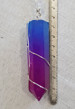 Load image into Gallery viewer, SPIRITUAL POWER &amp; PROTECTION Titanium Aura Quartz crystal gemstone point Silver Energy Enhancer Suncatcher hanger 7
