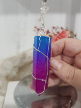 Load image into Gallery viewer, SPIRITUAL POWER &amp; PROTECTION Titanium Aura Quartz crystal gemstone point Silver Energy Enhancer Suncatcher hanger 7
