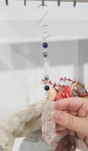 Load image into Gallery viewer, SPIRITUAL POWER, EMOTIONAL BALANCE &amp; PROTECTION Quartz crystal gemstone point Silver Energy Enhancer Suncatcher hanger 7
