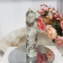 Load image into Gallery viewer, Green Flower Agate Crystal Point Tower Stone 100mm 2  SO PRETTY
