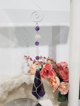 Load image into Gallery viewer, INTUITION / LOVE / TRUST Amethyst Crystal Sceptor Point Silver Wired Energy Enhancer / Sun Catcher / Hanger / Ornament 8
