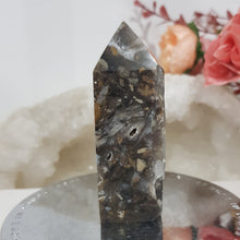 Load image into Gallery viewer, Black Sphalerite Crystal Point Tower Stone 70mm 4 DRUZY!
