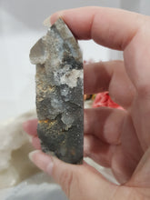 Load image into Gallery viewer, Black Sphalerite Crystal Point Tower Stone 70mm 4 DRUZY!
