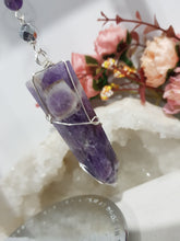 Load image into Gallery viewer, INTUITION / SPIRITUAL AWARENESS / PROTECTION Amethyst Chevron Crystal Point Silver Energy Enhancer / Sun Catcher / Hanger 190mm 7
