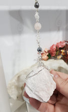 Load image into Gallery viewer, PATIENCE / LOVE / PROTECTION Pink Aragonite Rough crystal silver Energy Enhancer / Sun Catcher / Hanger / Ornament 200mm 3
