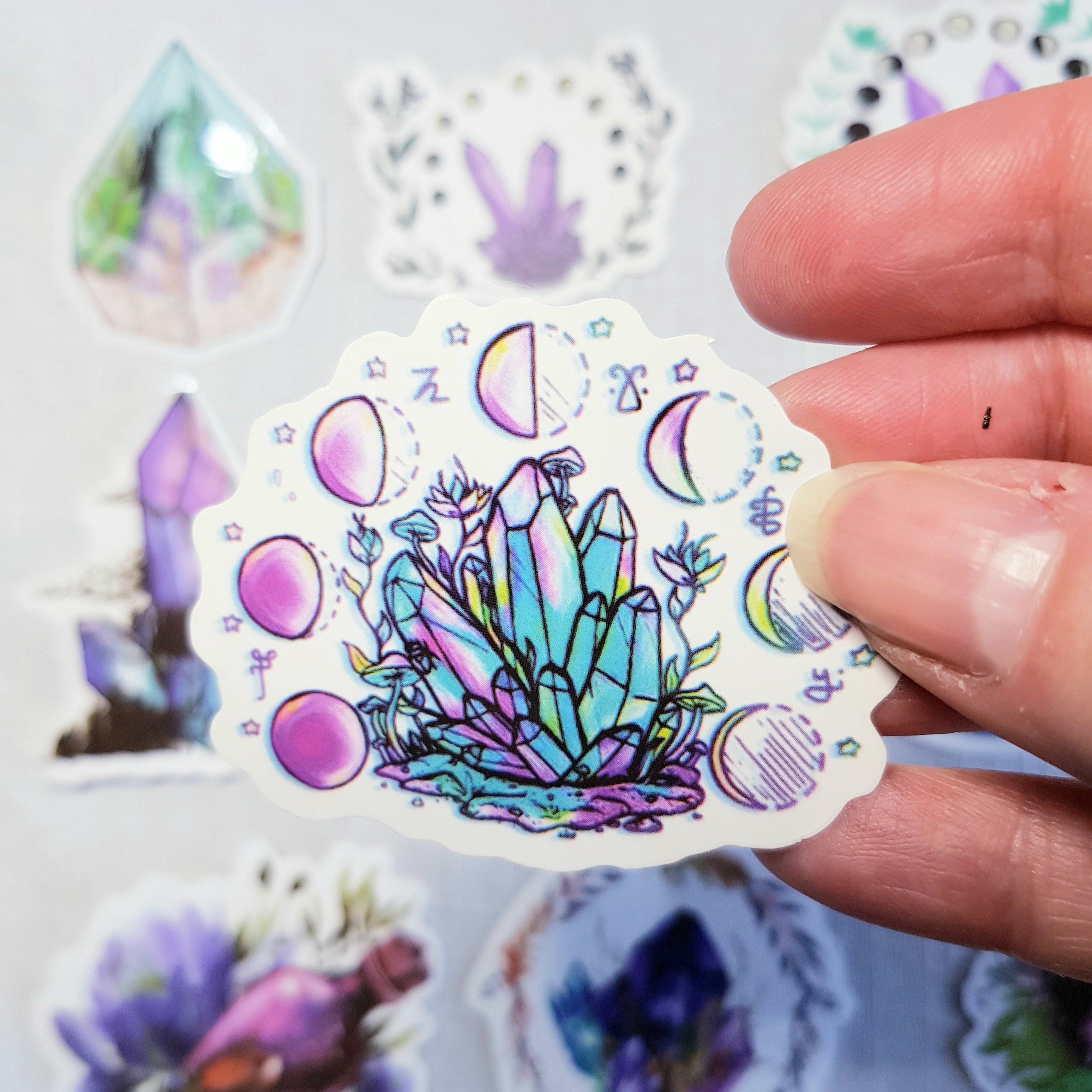 Stickers pack of 9 - CRYSTAL MOON pack – Moonlight Crystals Australia