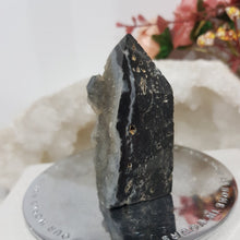 Load image into Gallery viewer, Black Sphalerite Crystal Point Tower Stone 65mm 7
