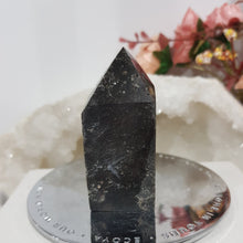 Load image into Gallery viewer, Black Sphalerite Crystal Point Tower Stone 65mm 7
