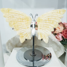 Load image into Gallery viewer, Butterfly Wings on Stand Orange Calcite Crystal carving gemstone stone 130mm 1 SO PRETTY!
