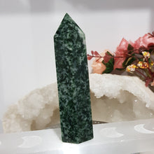 Load image into Gallery viewer, Tree Agate Crystal Point Tower stone 94mm 1 slight lean
