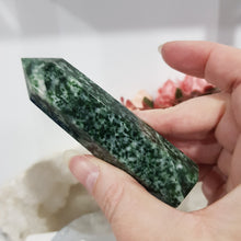 Load image into Gallery viewer, Tree Agate Crystal Point Tower stone 94mm 1 slight lean
