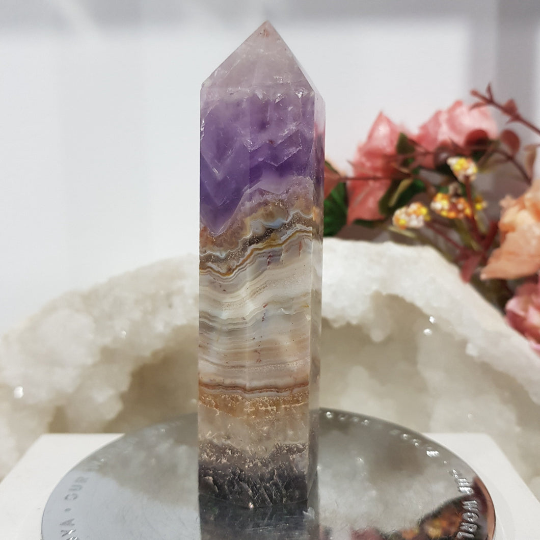 Amethyst Agate crystal point tower gemstone stone 100mm 5