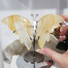 Load image into Gallery viewer, Butterfly Wings on Stand Golden Healer Crystal carving gemstone stone 120mm 1
