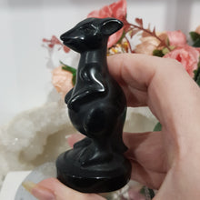 Load image into Gallery viewer, Kangaroo Black Obsidian Crystal Carving Stone 85mm
