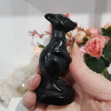 Load image into Gallery viewer, Kangaroo Black Obsidian Crystal Carving Stone 85mm
