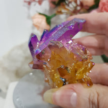 Load image into Gallery viewer, Aura Quartz Crystal Cluster Stone - Purple / Orange 70mm 12
