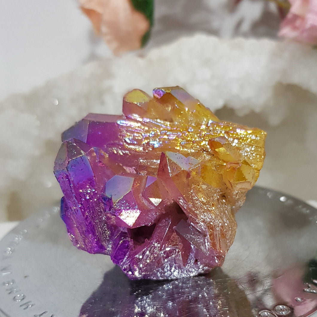 Aura Quartz Crystal Cluster Stone - Purple / Orange 50mm 15