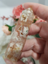 Load image into Gallery viewer, Flower Agate Crystal Point Stone 75mm 11  Gorgeous flowers and druzy!
