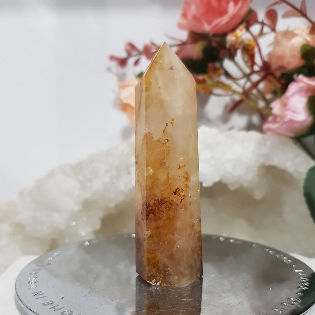 Fire Quartz Crystal Carving Point Stone 70mm 11