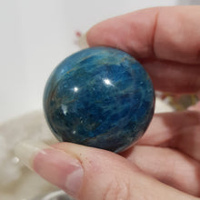 Load image into Gallery viewer, Apatite Sphere Crystal Carving on Silver Stand Stone 38mm 5
