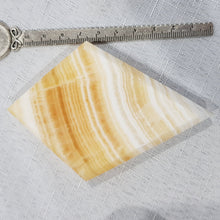 Load image into Gallery viewer, Diamond Orange Calcite Crystal Carving on Silver Stand Stone 165mm 4 BEAUTIFUL BANDING
