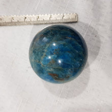 Load image into Gallery viewer, Apatite Sphere Crystal Carving on Silver Stand Stone 38mm 5
