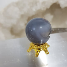 Load image into Gallery viewer, Agate Sphere Crystal Carving on Gold Stand Druzy Stone 20mm 16
