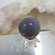 Load image into Gallery viewer, Agate Sphere Crystal Carving on Silver Stand Druzy Stone 20mm 17
