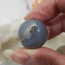 Load image into Gallery viewer, Agate Sphere Crystal Carving on Silver Stand Druzy Stone 20mm 17
