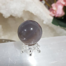 Load image into Gallery viewer, Agate Sphere Crystal Carving on Silver Stand Druzy Stone 20mm 19
